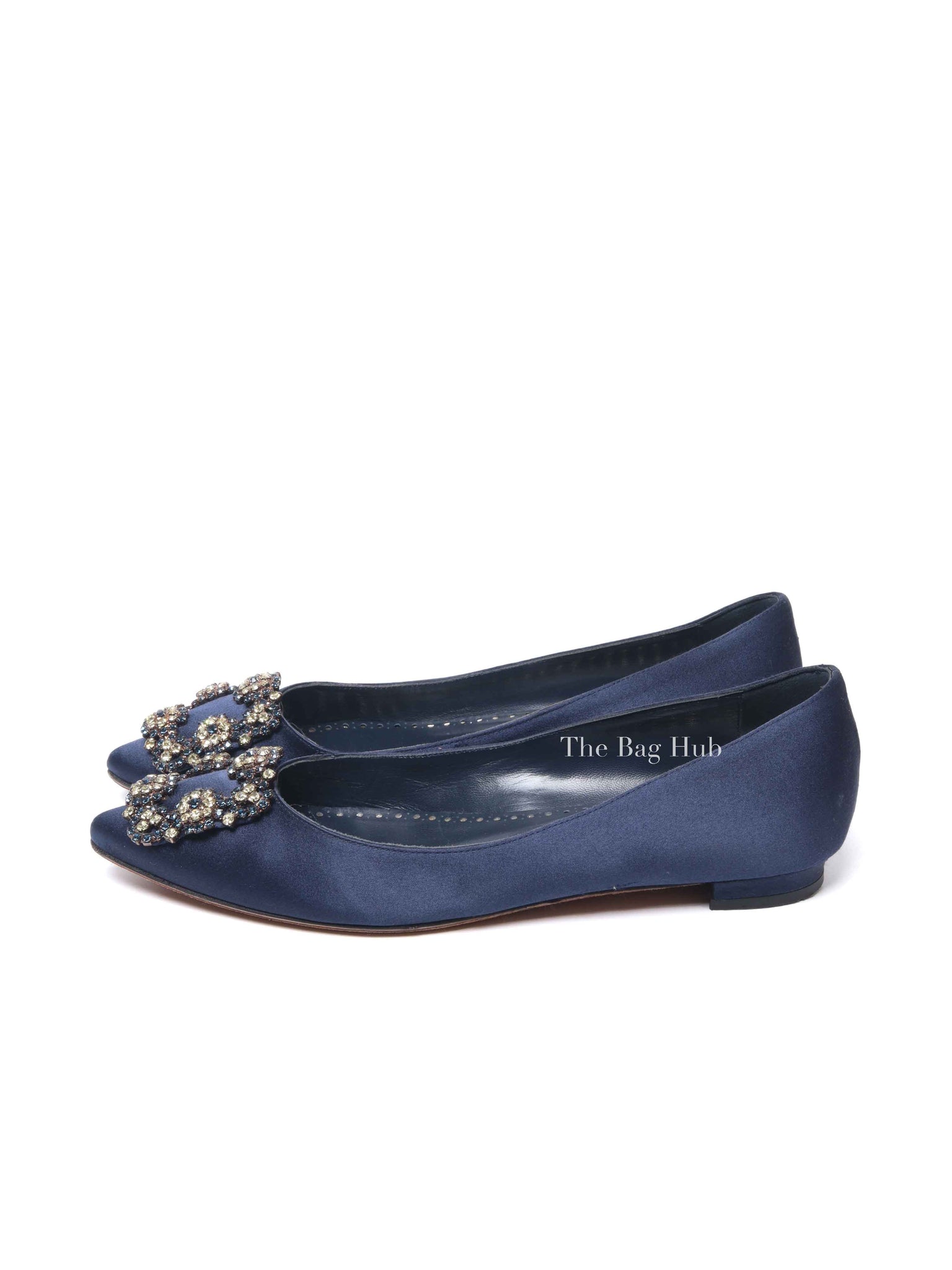 Manolo Blahnik Navy Blue Hangisi Flats Size 36