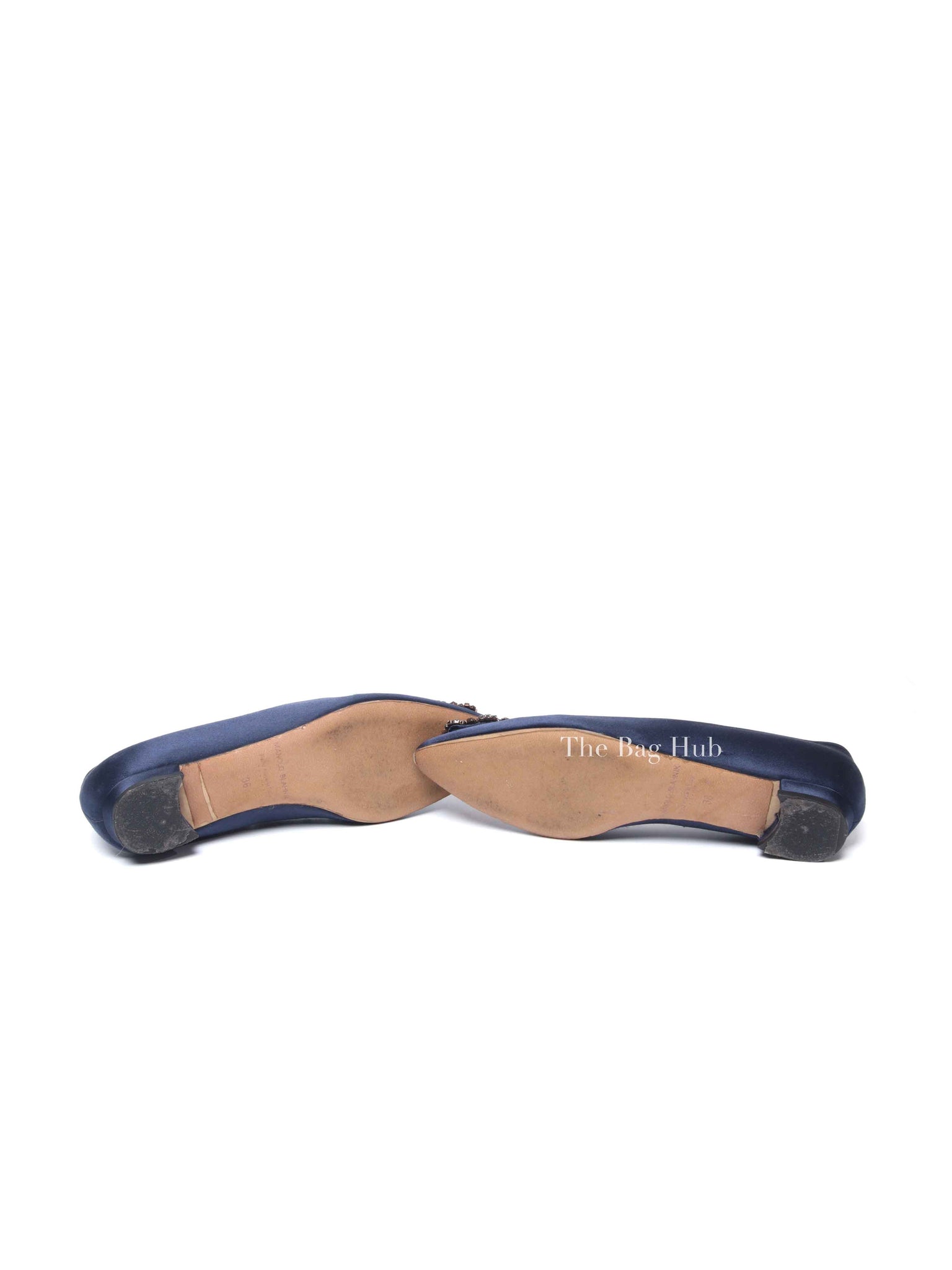 Manolo Blahnik Navy Blue Hangisi Flats Size 36