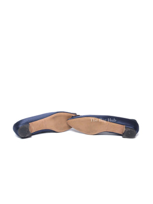 Manolo Blahnik Navy Blue Hangisi Flats Size 36