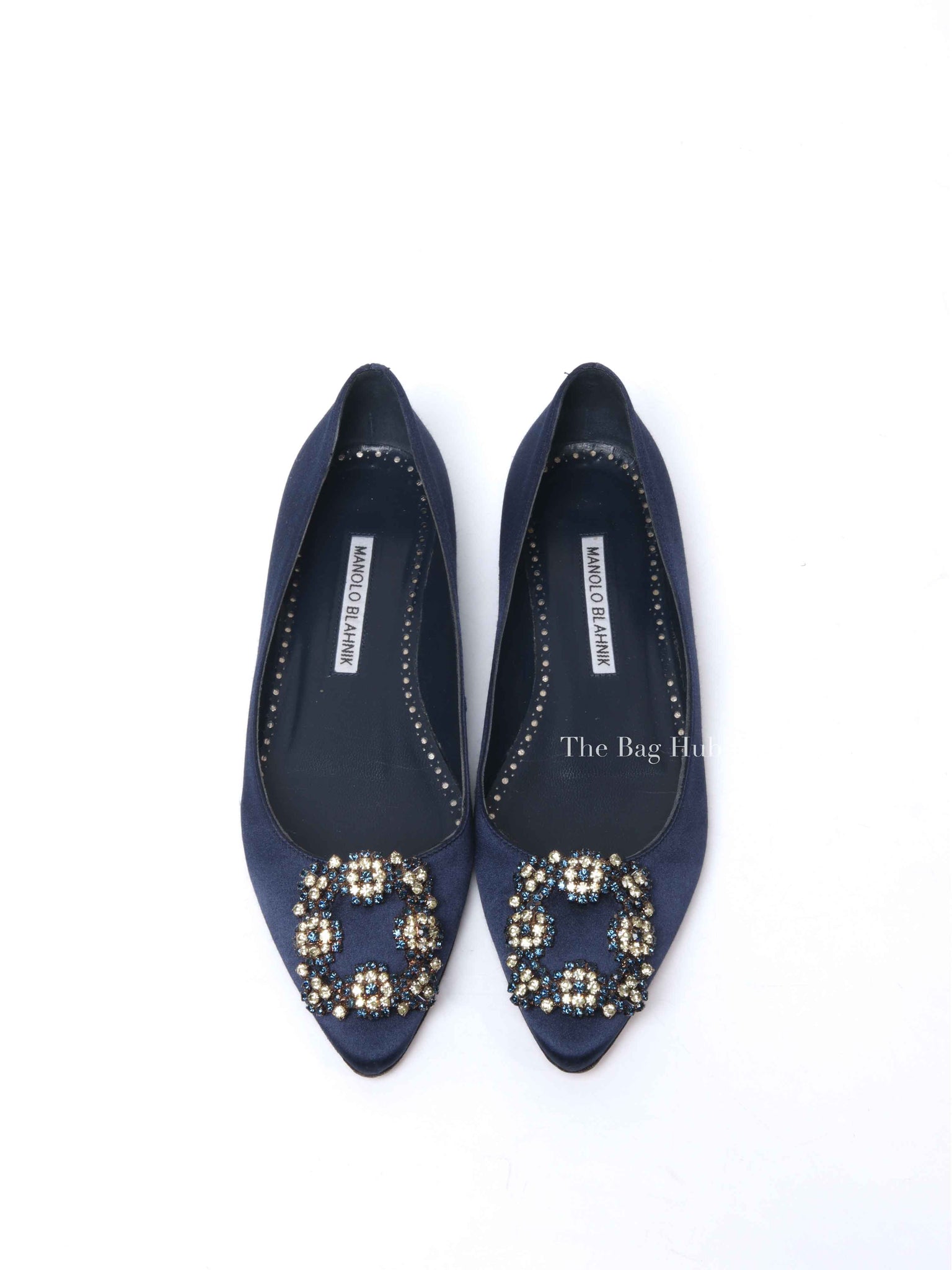 Manolo Blahnik Navy Blue Hangisi Flats Size 36