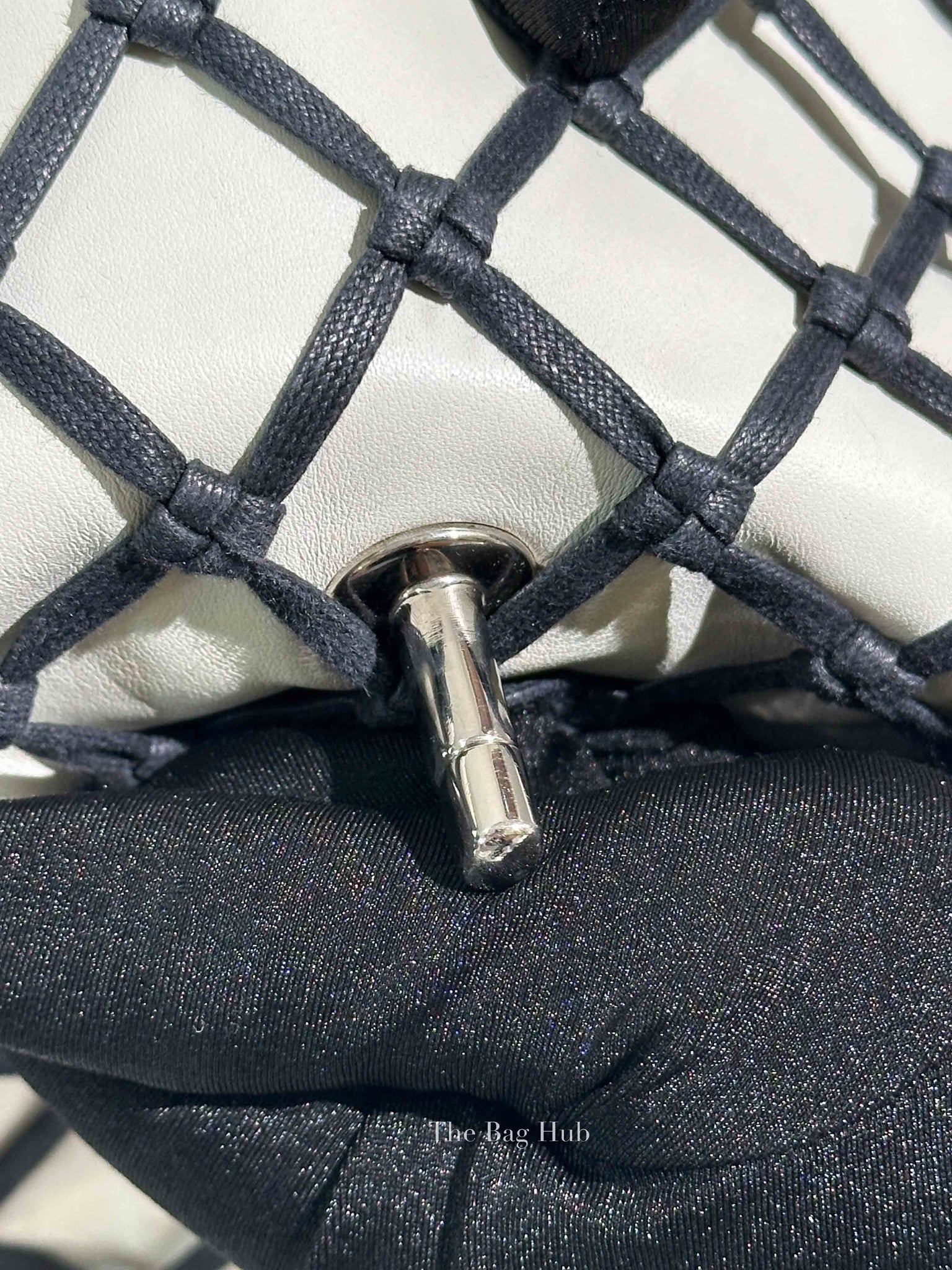 Chanel White Leather Canebiers Jumbo Net Flap Bag