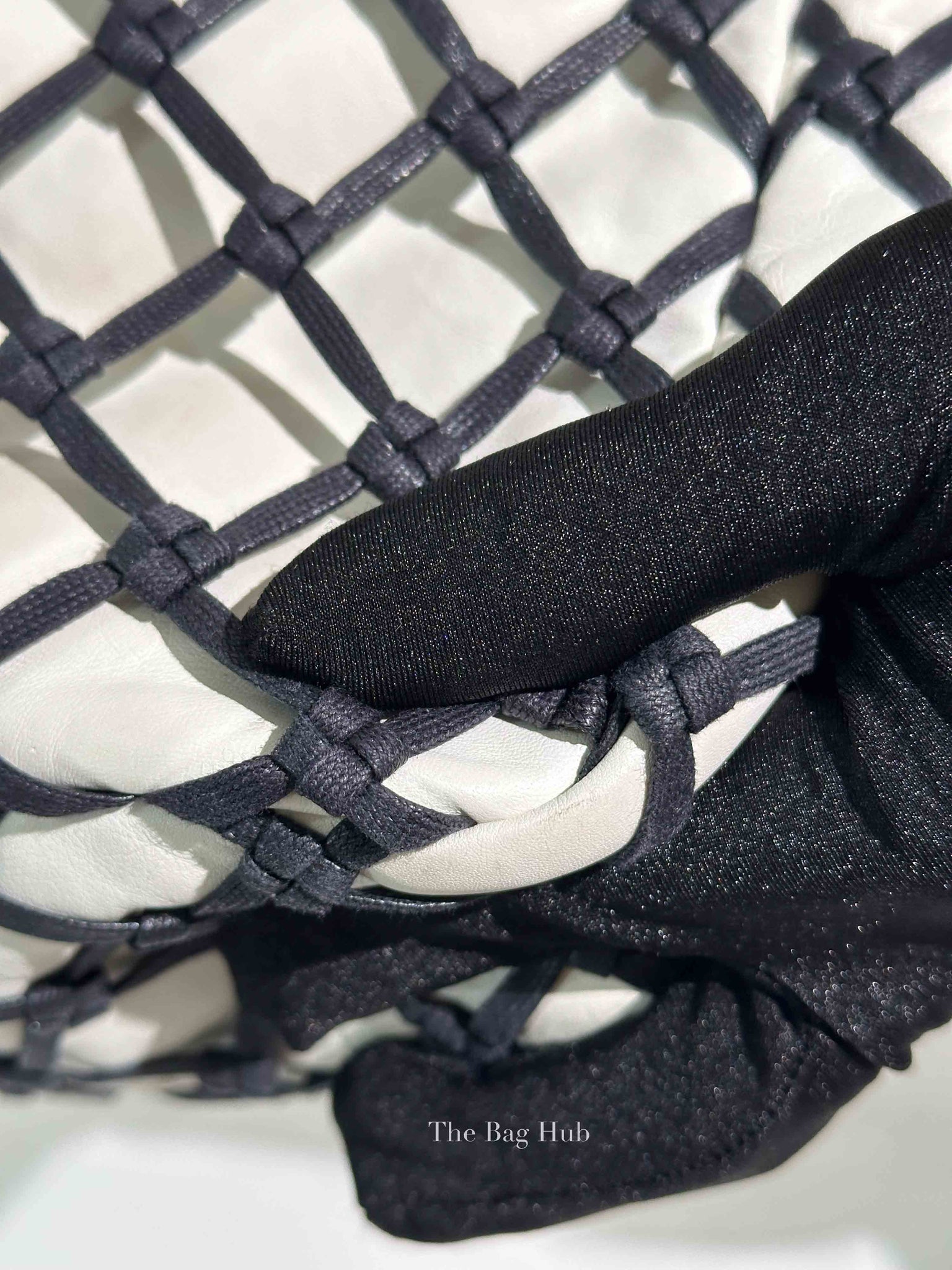 Chanel White Leather Canebiers Jumbo Net Flap Bag