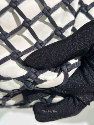 Chanel White Leather Canebiers Jumbo Net Flap Bag