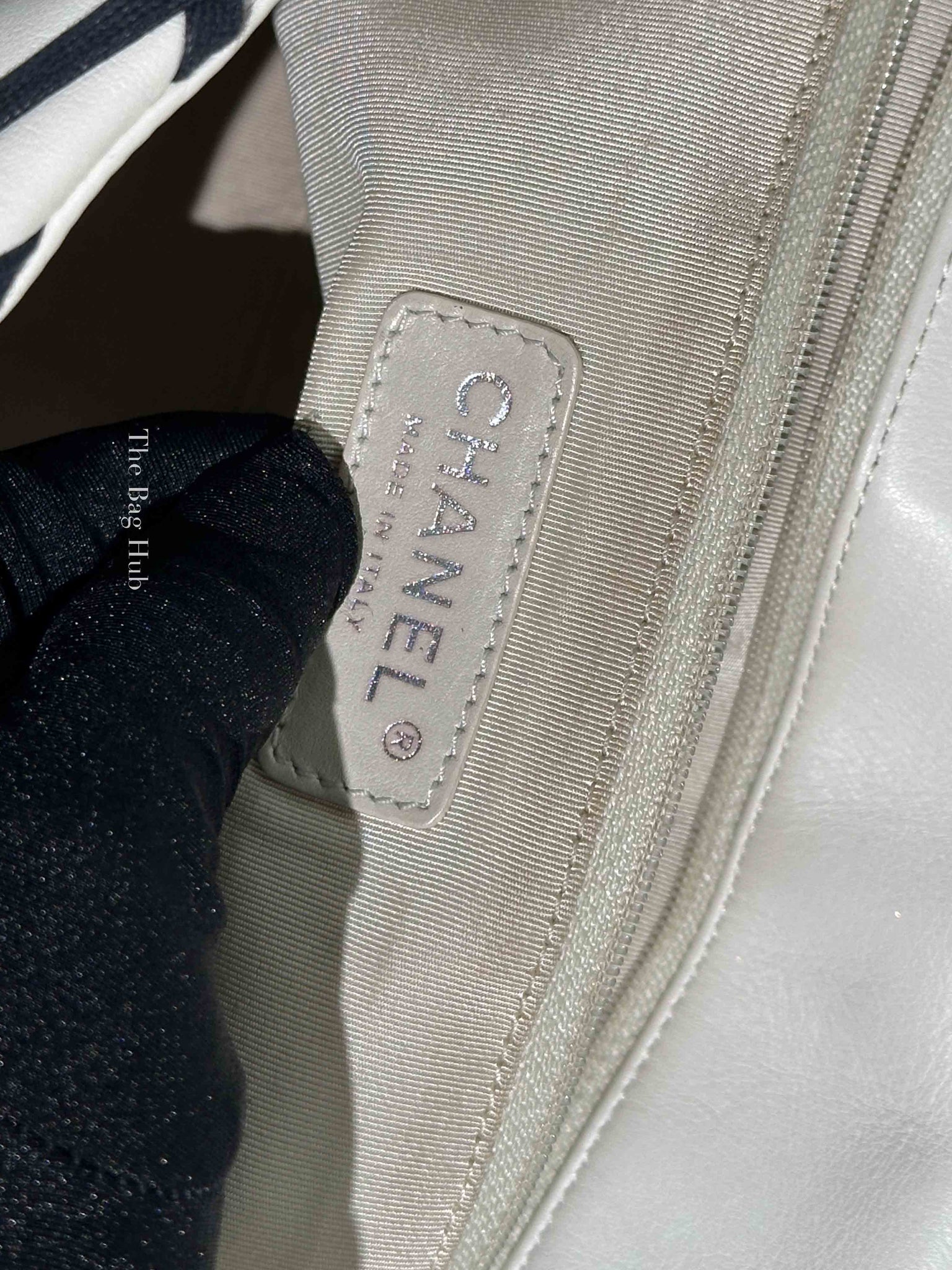 Chanel White Leather Canebiers Jumbo Net Flap Bag