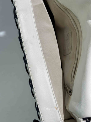Chanel White Leather Canebiers Jumbo Net Flap Bag
