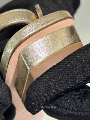 Roger Metallic Gold Belle Vivier Metal Buckle Sandals Size 37.5