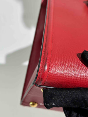 Prada Fuoco Saffiano and Soft Calfskin 2 Way Bag 1BA228
