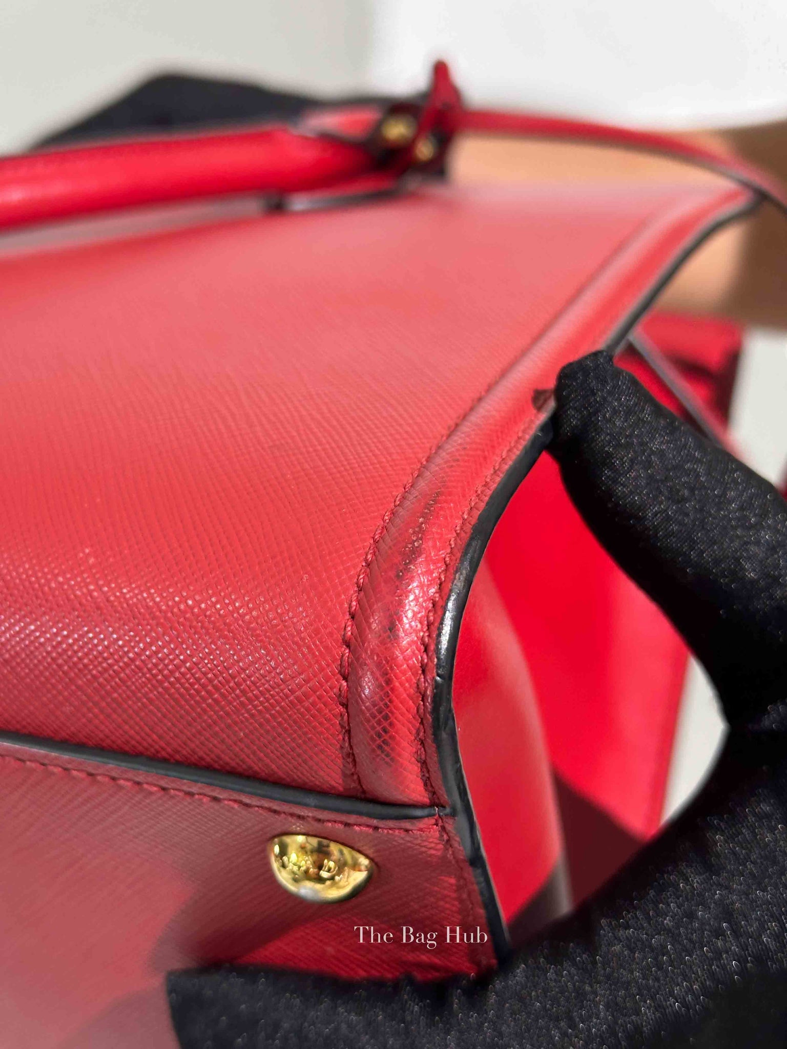 Prada Fuoco Saffiano and Soft Calfskin 2 Way Bag 1BA228