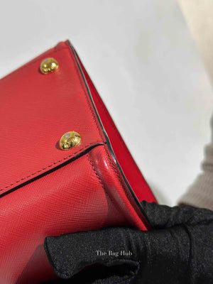 Prada Fuoco Saffiano and Soft Calfskin 2 Way Bag 1BA228