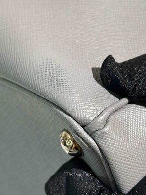 Prada Gray Saffiano Lux Leather Double Zip Medium Tote Bag