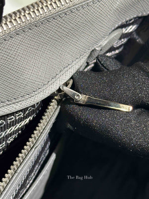 Prada Gray Saffiano Lux Leather Double Zip Medium Tote Bag