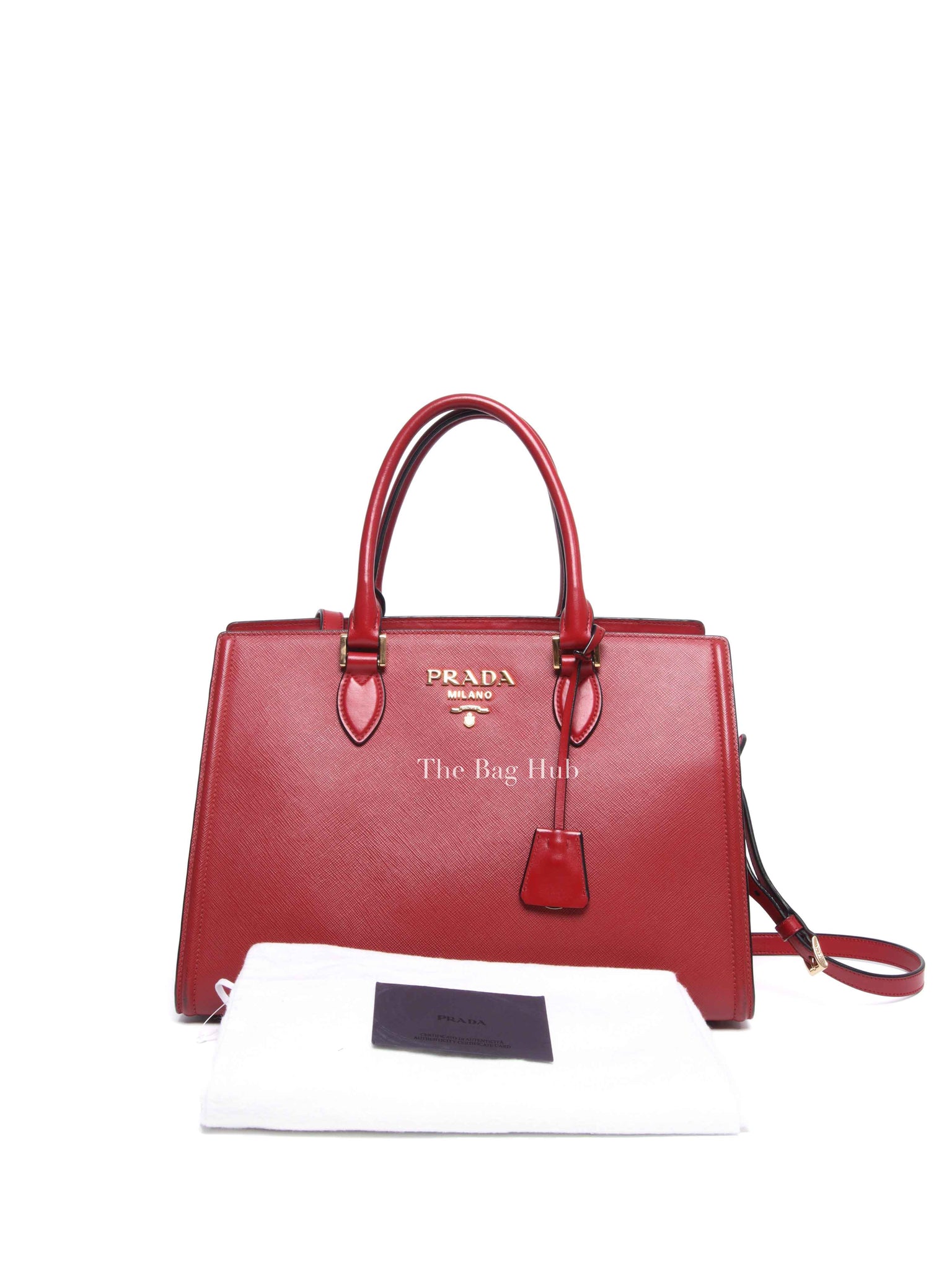 Prada Fuoco Saffiano and Soft Calfskin 2 Way Bag 1BA228