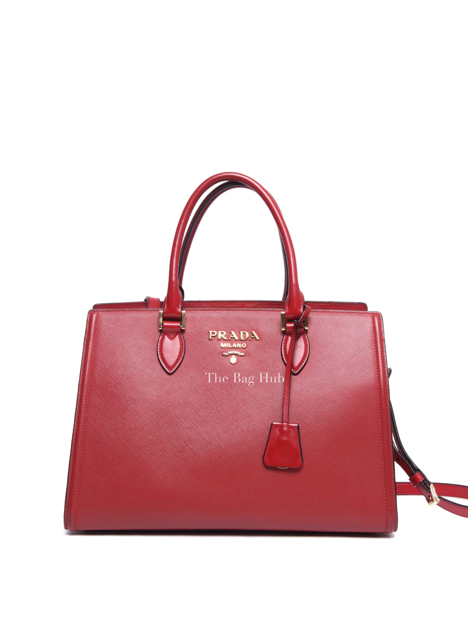 Prada Fuoco Saffiano and Soft Calfskin 2 Way Bag 1BA228