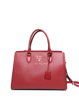 Prada Fuoco Saffiano and Soft Calfskin 2 Way Bag 1BA228