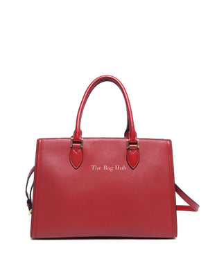 Prada Fuoco Saffiano and Soft Calfskin 2 Way Bag 1BA228