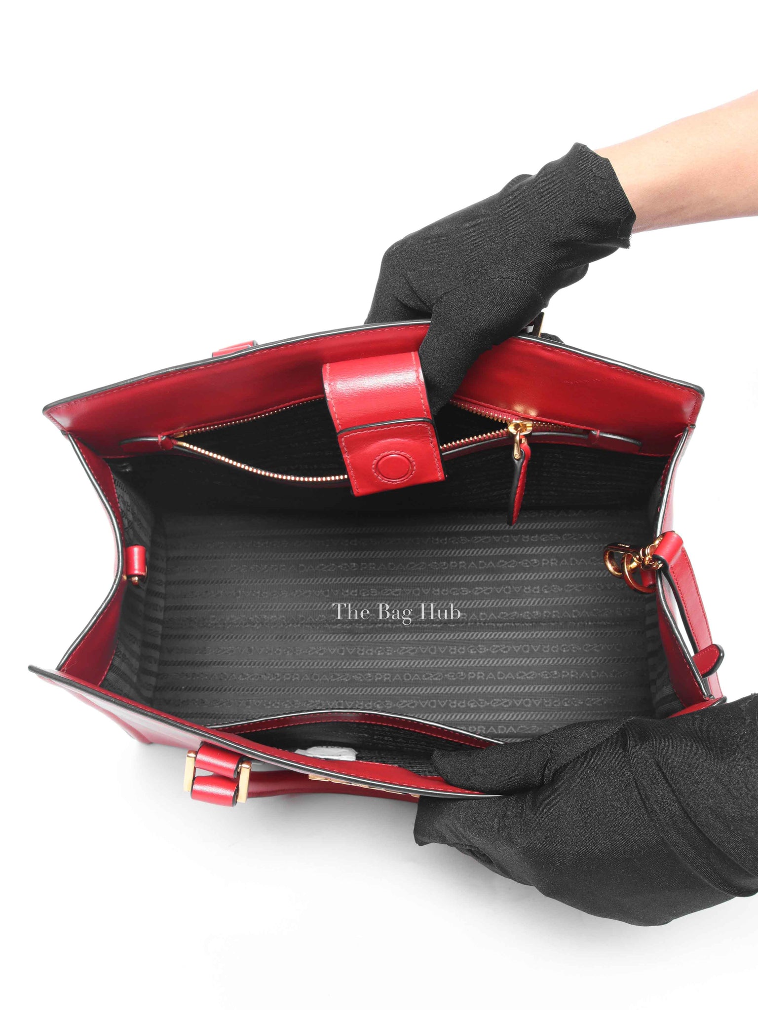 Prada Fuoco Saffiano and Soft Calfskin 2 Way Bag 1BA228