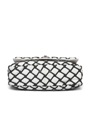 Chanel White Leather Canebiers Jumbo Net Flap Bag