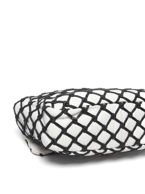 Chanel White Leather Canebiers Jumbo Net Flap Bag