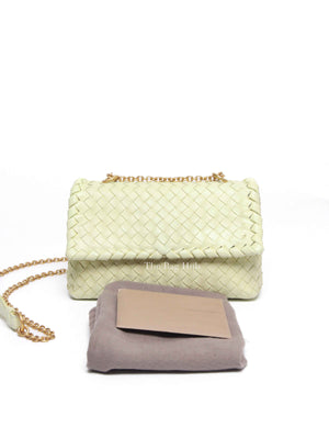 Bottega Veneta Light Yellow Intrecciato Nappa Baby Olimpia Shoulder Bag