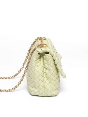 Bottega Veneta Light Yellow Intrecciato Nappa Baby Olimpia Shoulder Bag