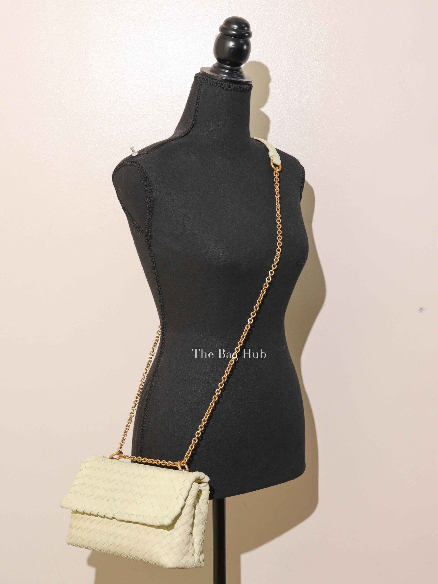 Bottega Veneta Light Yellow Intrecciato Nappa Baby Olimpia Shoulder Bag