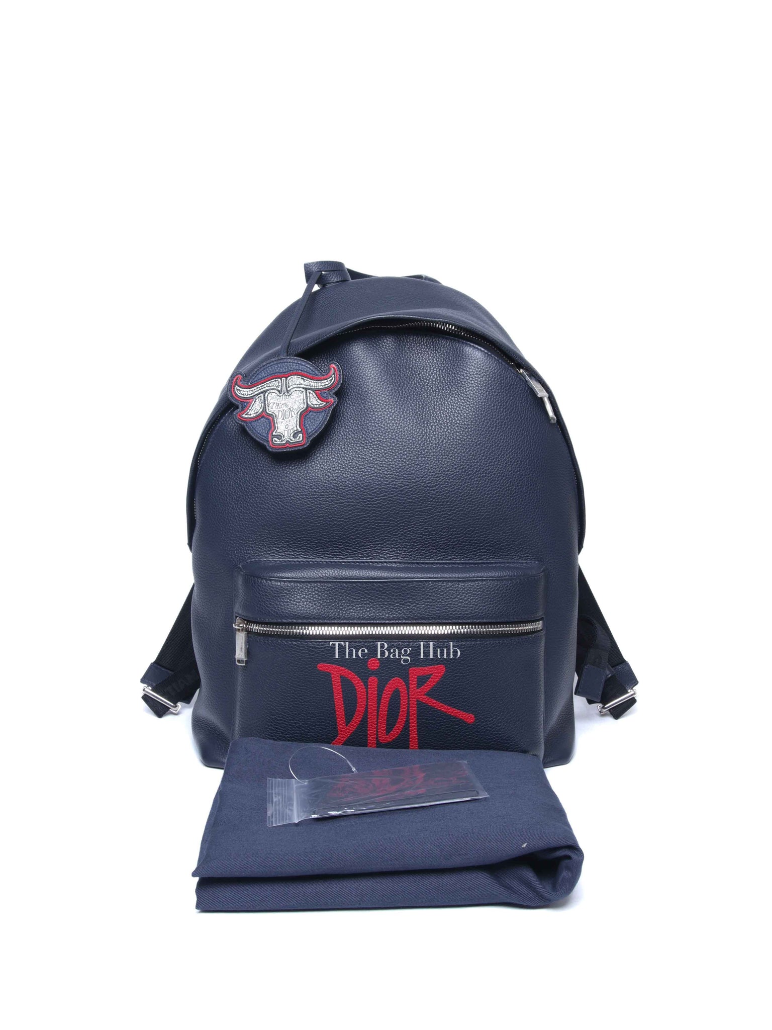 Dior Navy Blue Calfskin Dior x Shawn Stussy Backpack