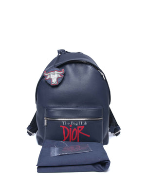 Dior Navy Blue Calfskin Dior x Shawn Stussy Backpack