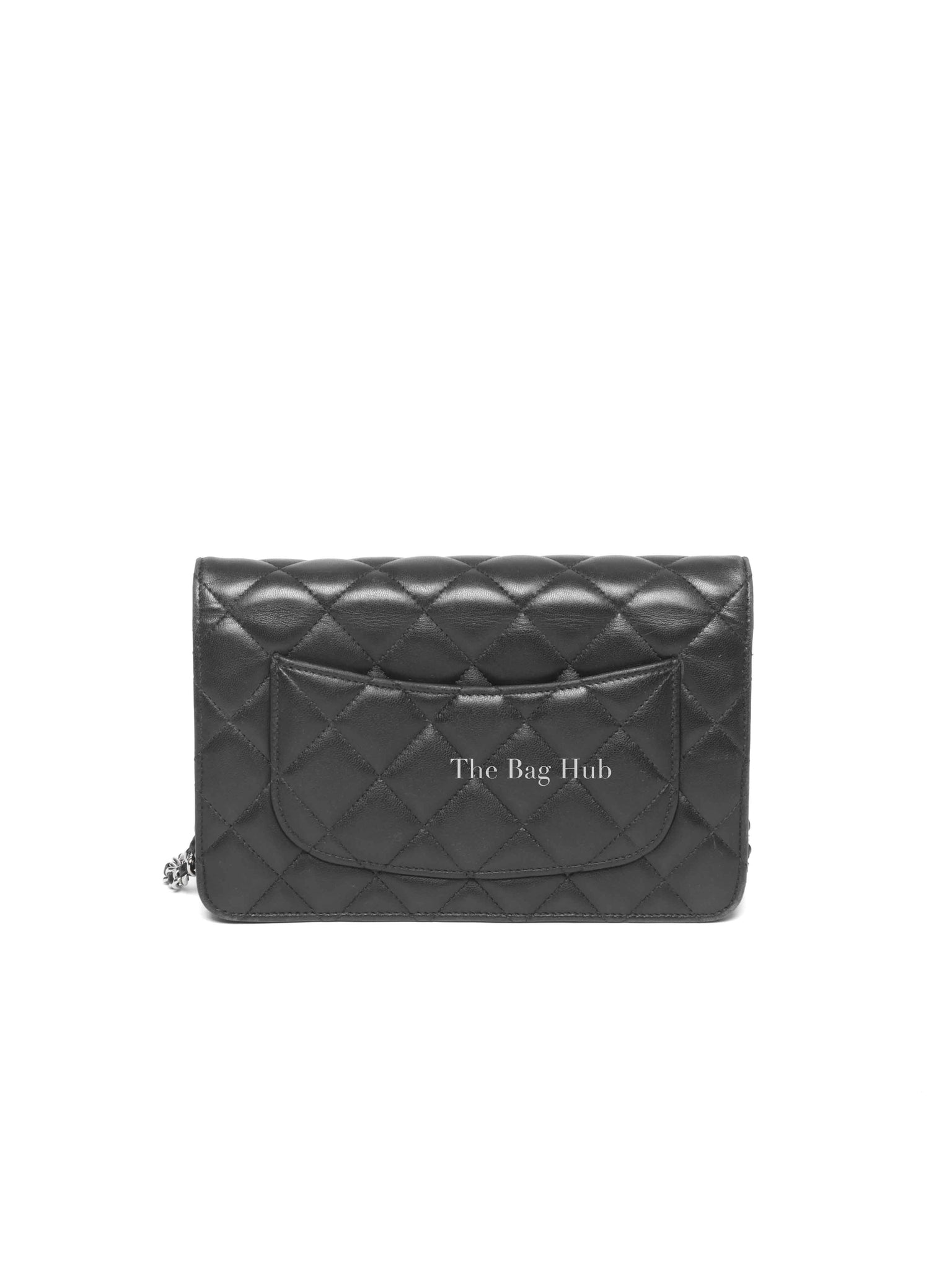 Chanel Black Quilted Lambskin Leather Wallet On Chain SHW