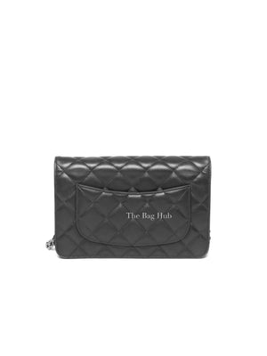 Chanel Black Quilted Lambskin Leather Wallet On Chain SHW