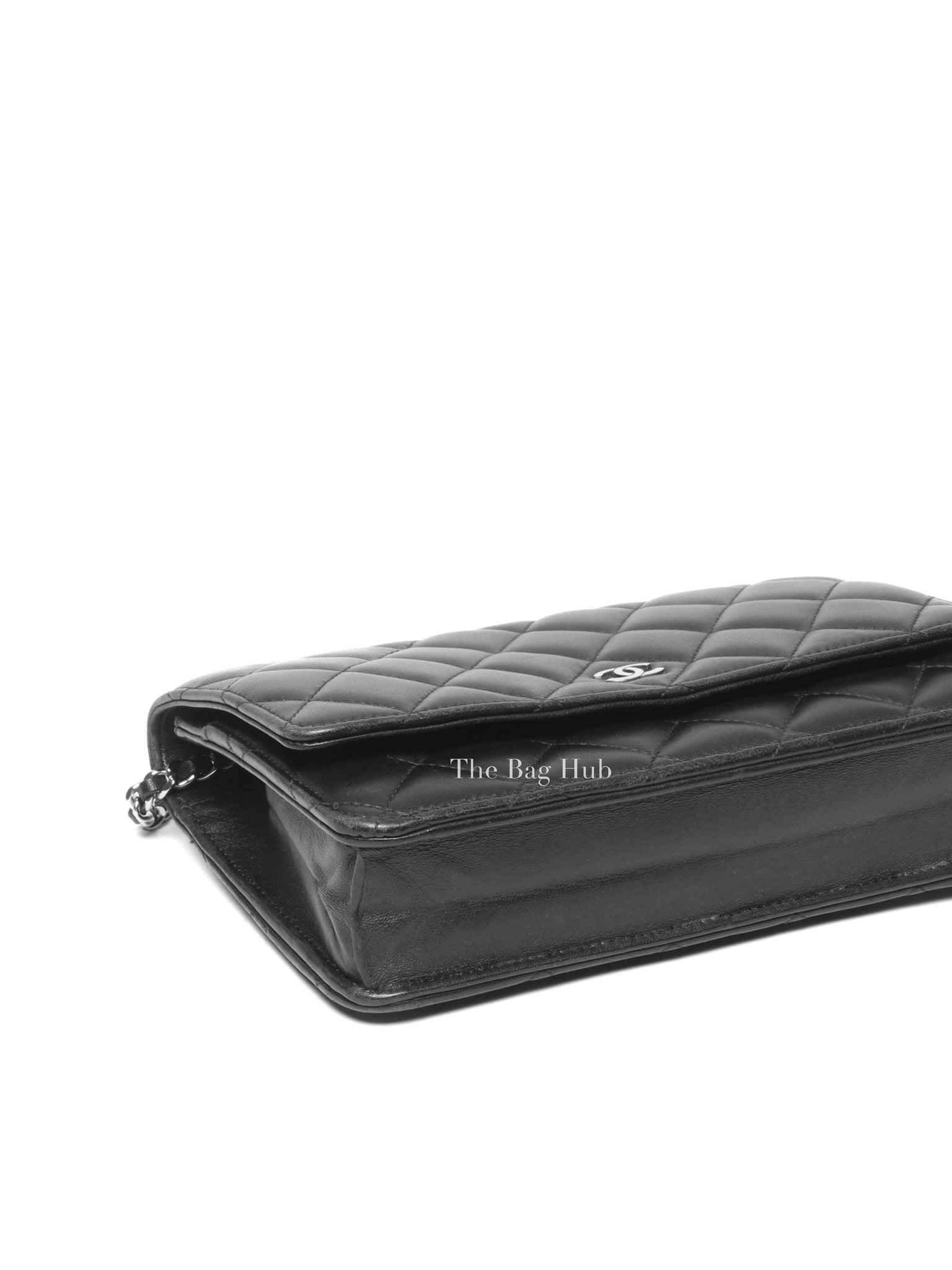 Chanel Black Quilted Lambskin Leather Wallet On Chain SHW