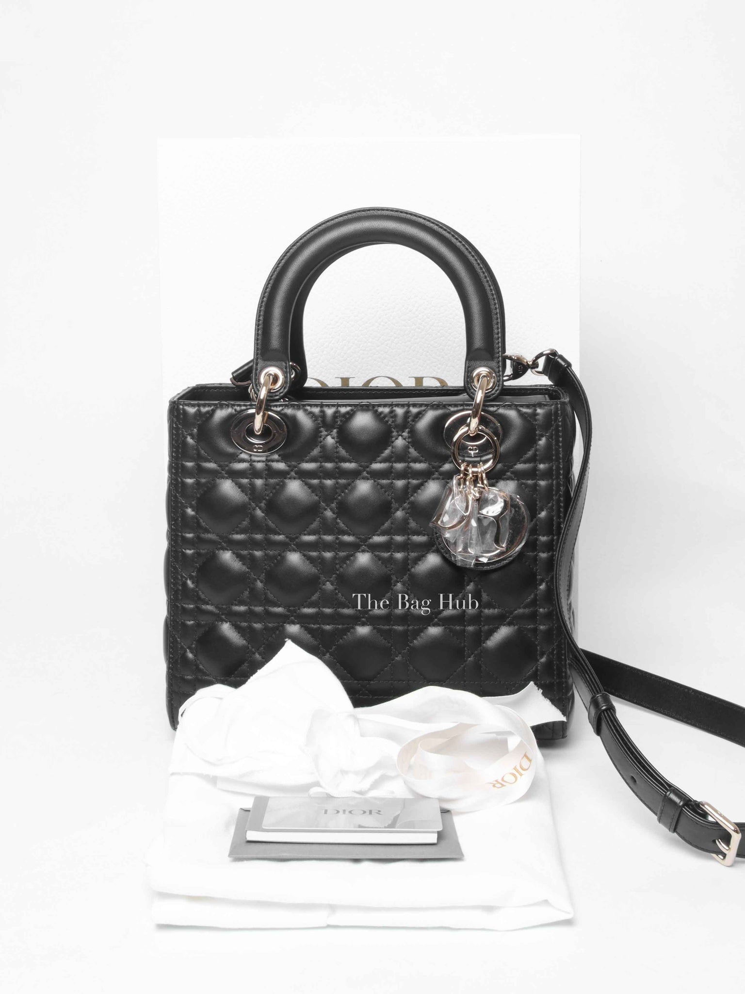 Dior Black Lambskin Cannage Medium Lady Dior Bag