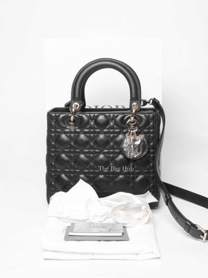 Dior Black Lambskin Cannage Medium Lady Dior Bag