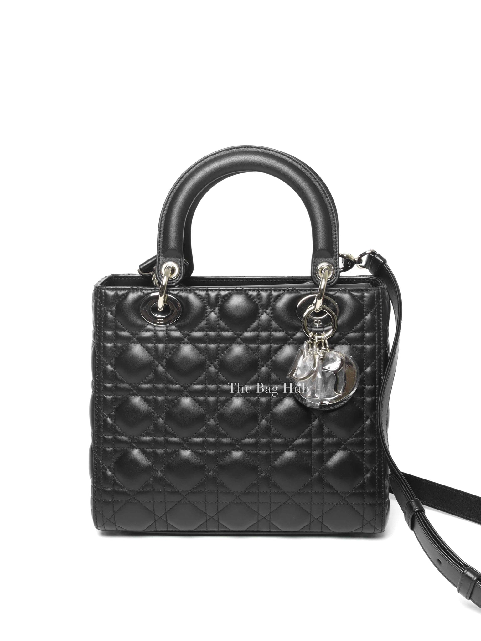 Dior Black Lambskin Cannage Medium Lady Dior Bag