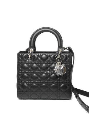 Dior Black Lambskin Cannage Medium Lady Dior Bag