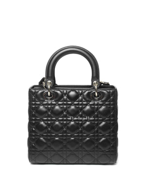 Dior Black Lambskin Cannage Medium Lady Dior Bag