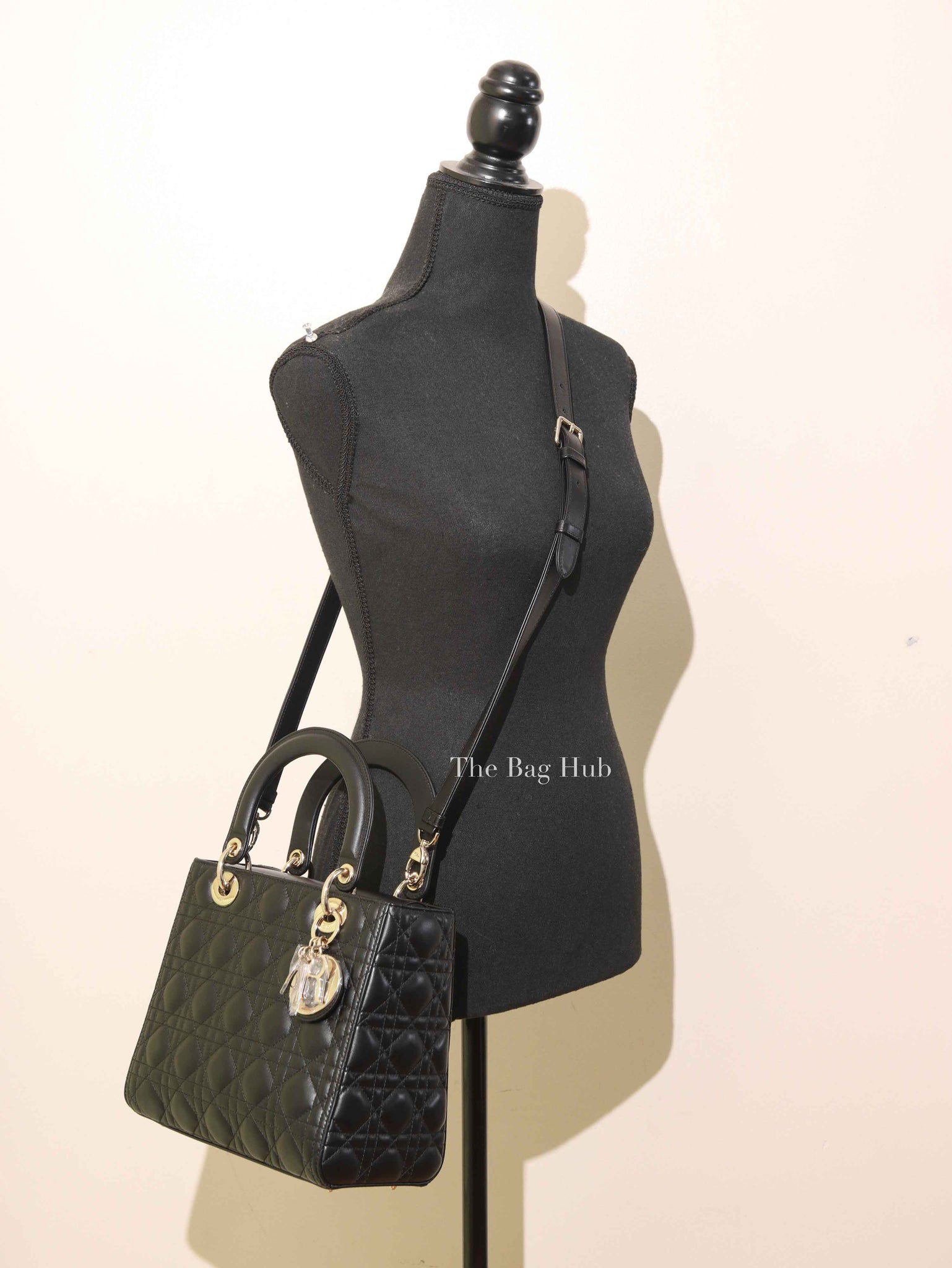 Dior Black Lambskin Cannage Medium Lady Dior Bag