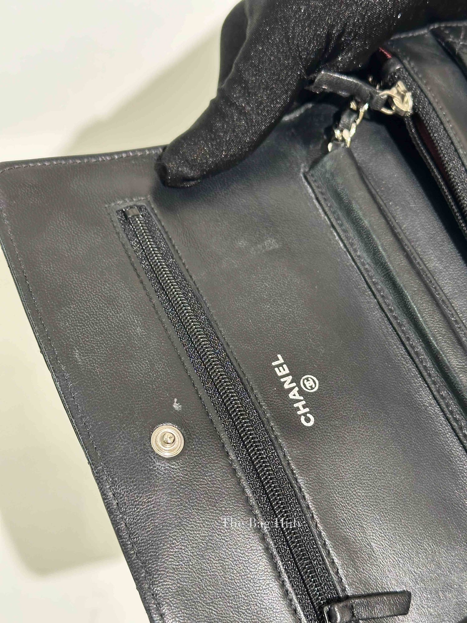 Chanel Black Quilted Lambskin Leather Wallet On Chain SHW
