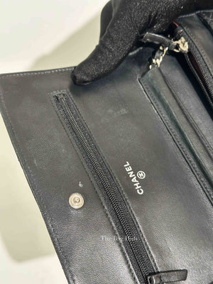 Chanel Black Quilted Lambskin Leather Wallet On Chain SHW