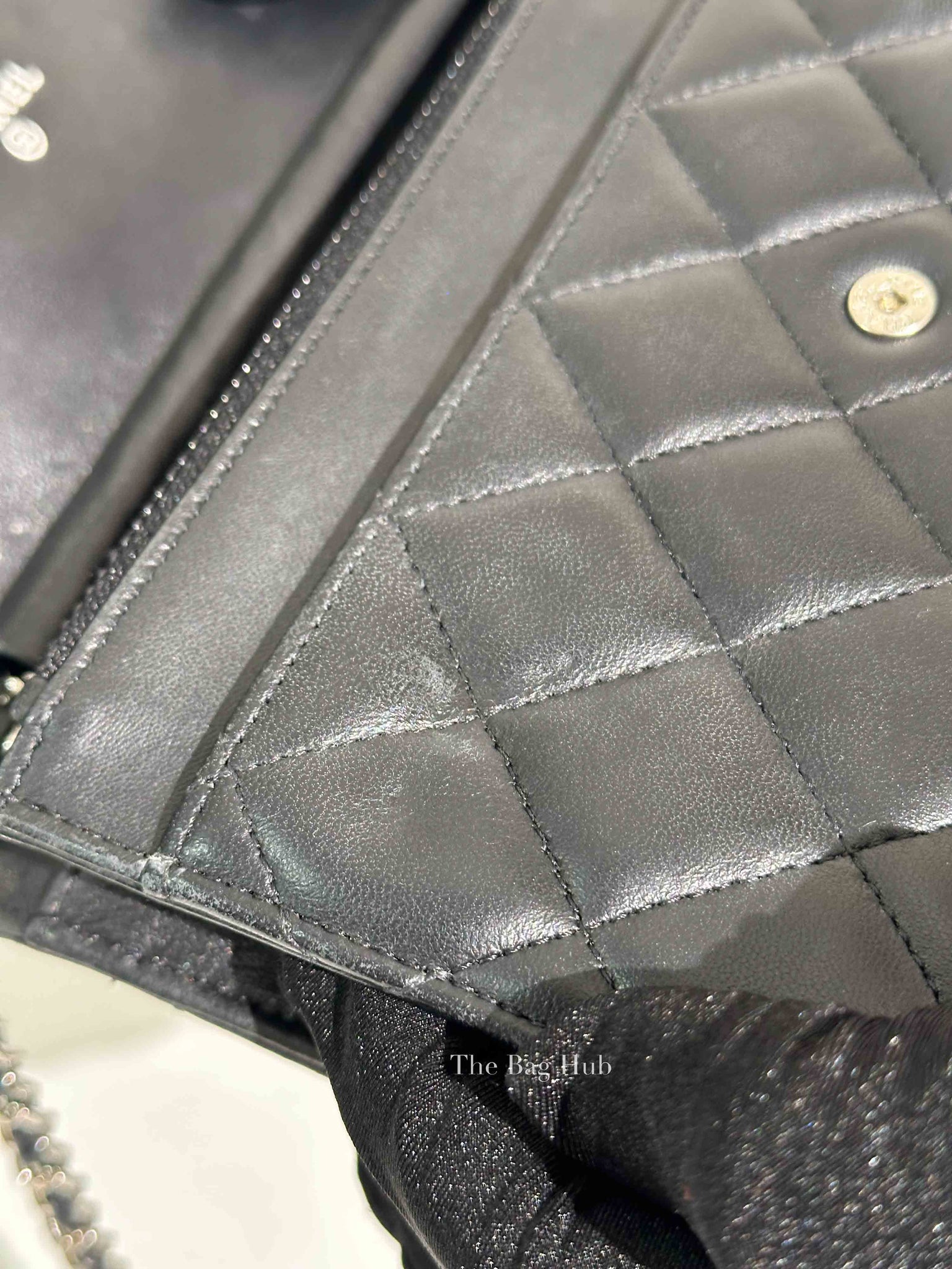 Chanel Black Quilted Lambskin Leather Wallet On Chain SHW