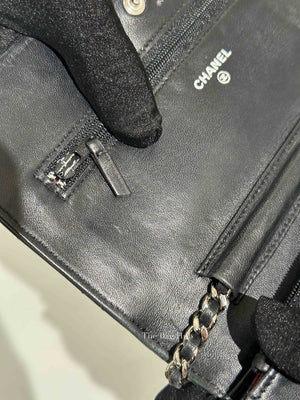 Chanel Black Quilted Lambskin Leather Wallet On Chain SHW