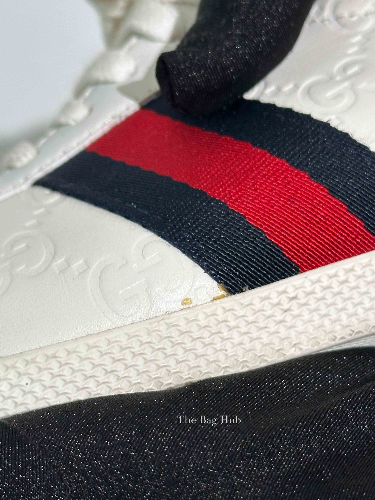 Gucci White Leather Guccissima Web Sneakers Size 37.5