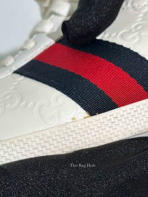 Gucci White Leather Guccissima Web Sneakers Size 37.5