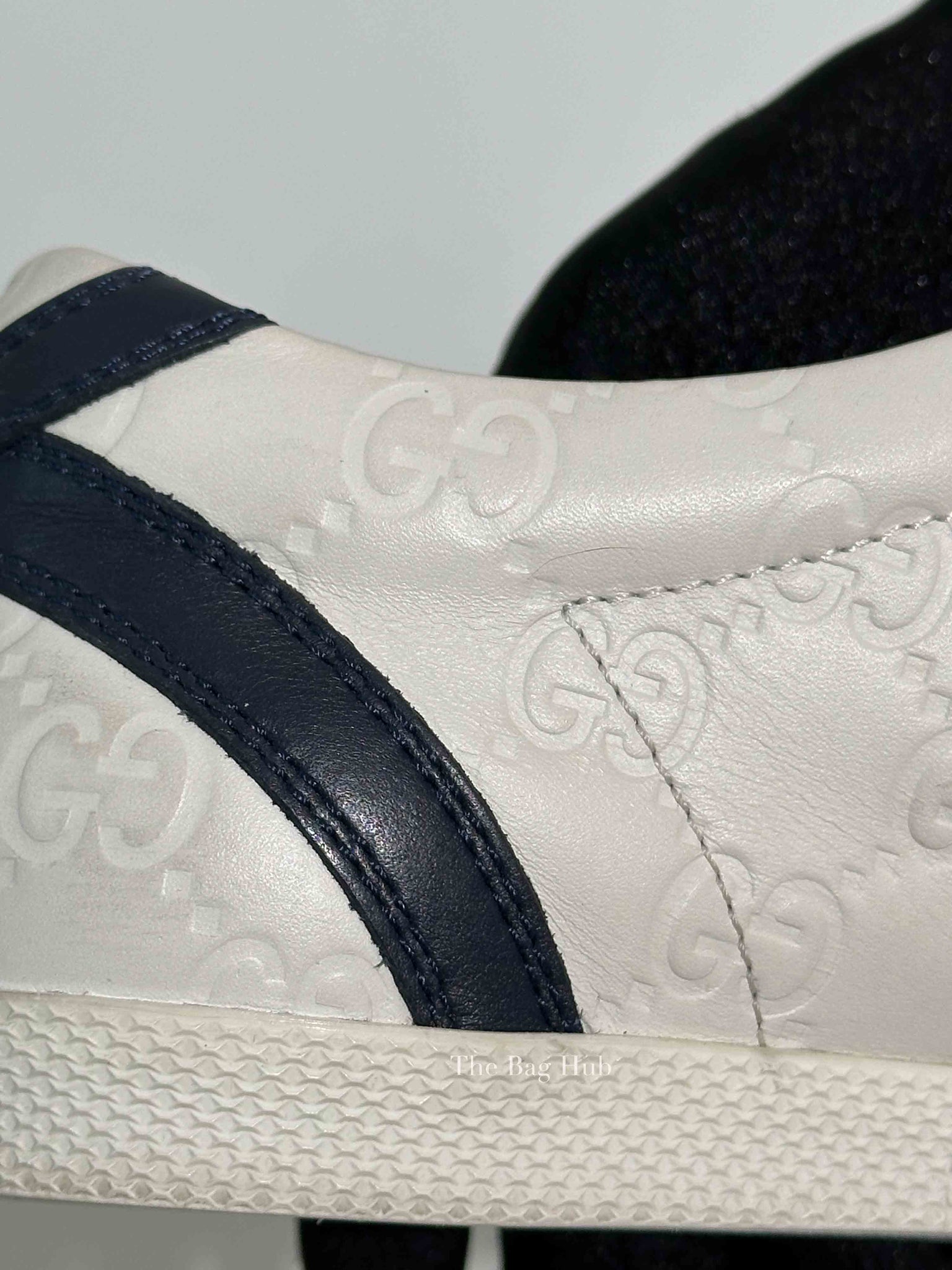 Gucci White Leather Guccissima Web Sneakers Size 37.5