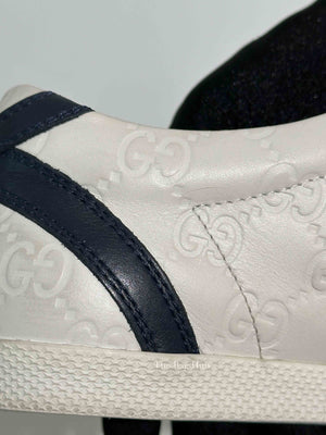 Gucci White Leather Guccissima Web Sneakers Size 37.5