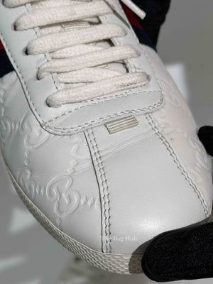 Gucci White Leather Guccissima Web Sneakers Size 37.5