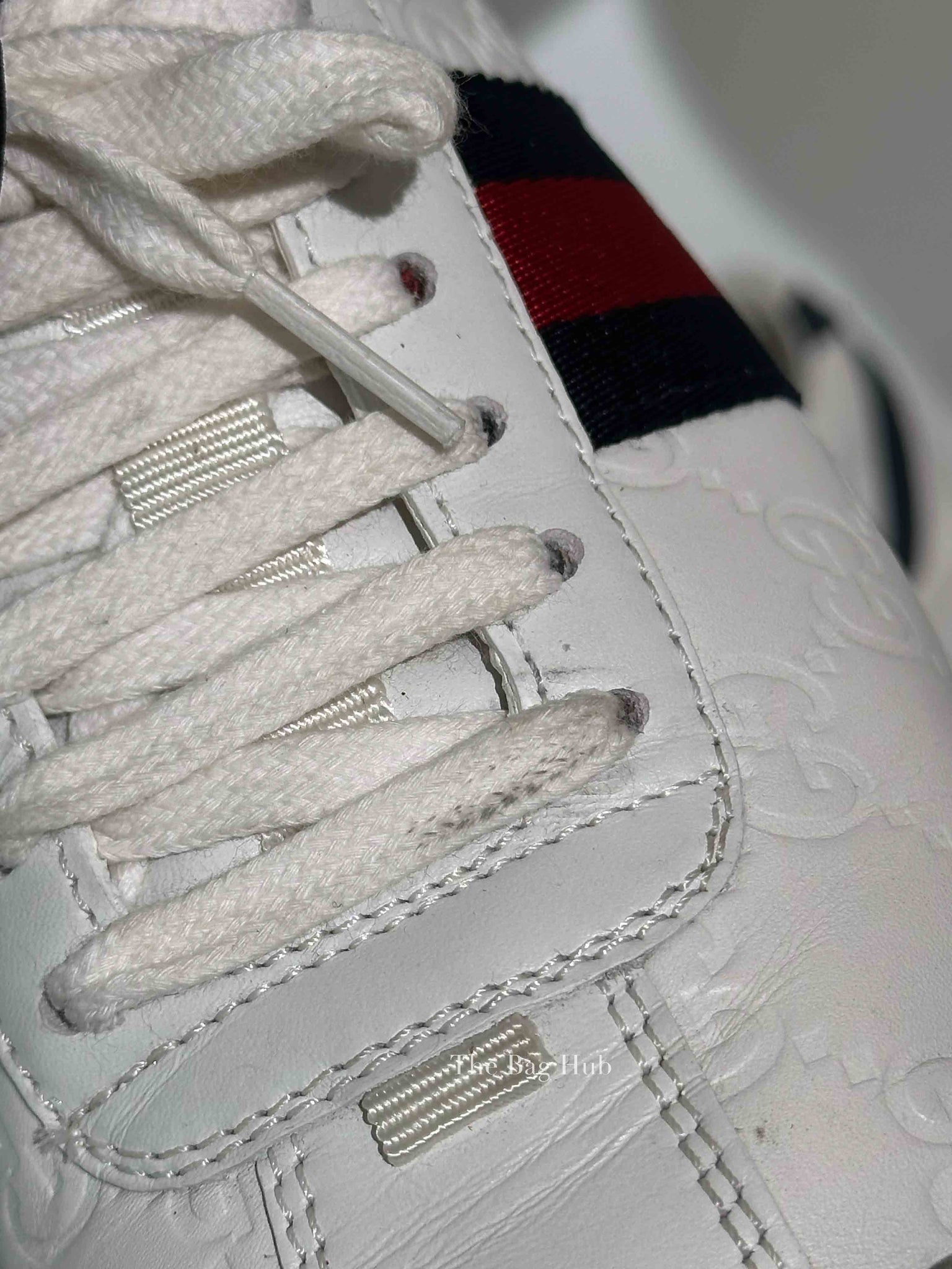 Gucci White Leather Guccissima Web Sneakers Size 37.5