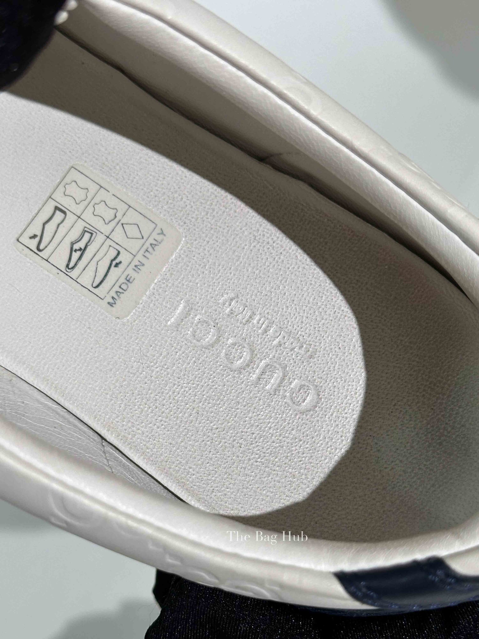 Gucci White Leather Guccissima Web Sneakers Size 37.5