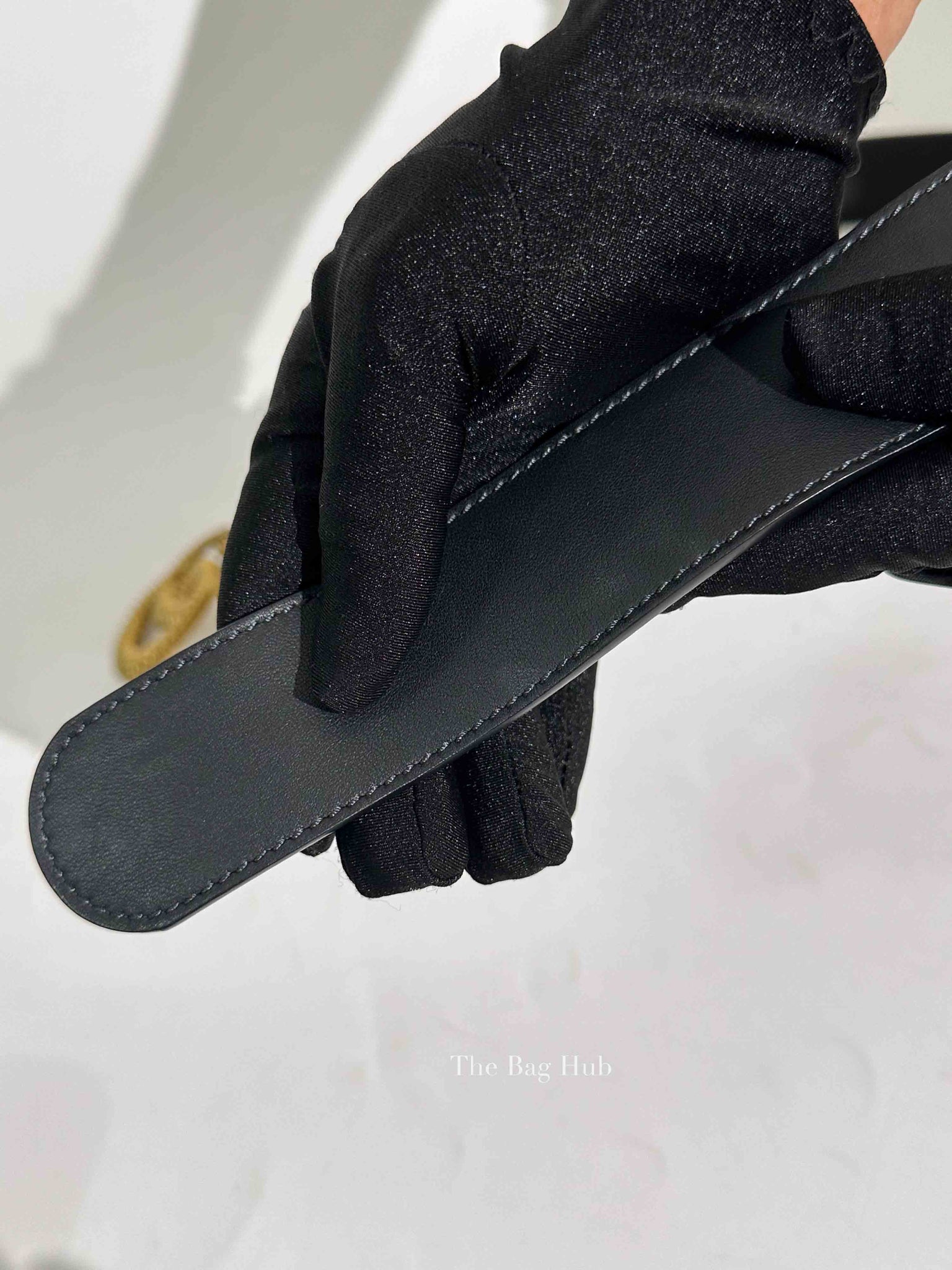 Gucci Black Leather Torchon Moon Double G 40mm Belt Size 90