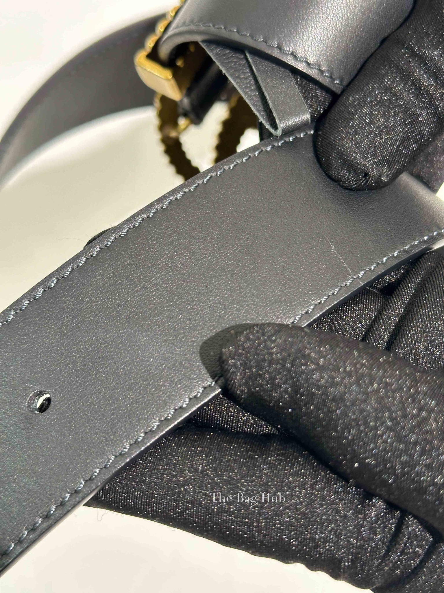 Gucci Black Leather Torchon Moon Double G 40mm Belt Size 90