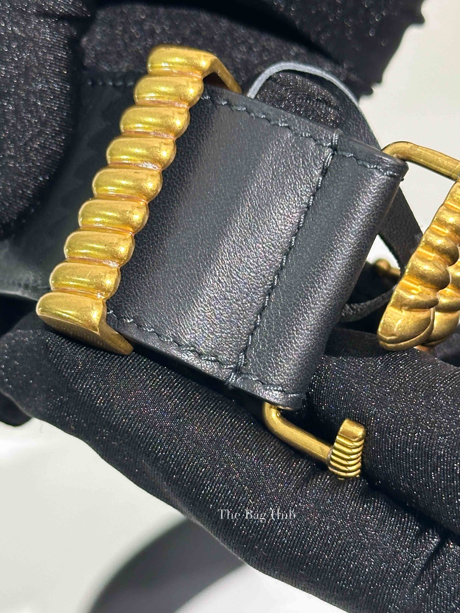 Gucci Black Leather Torchon Moon Double G 40mm Belt Size 90